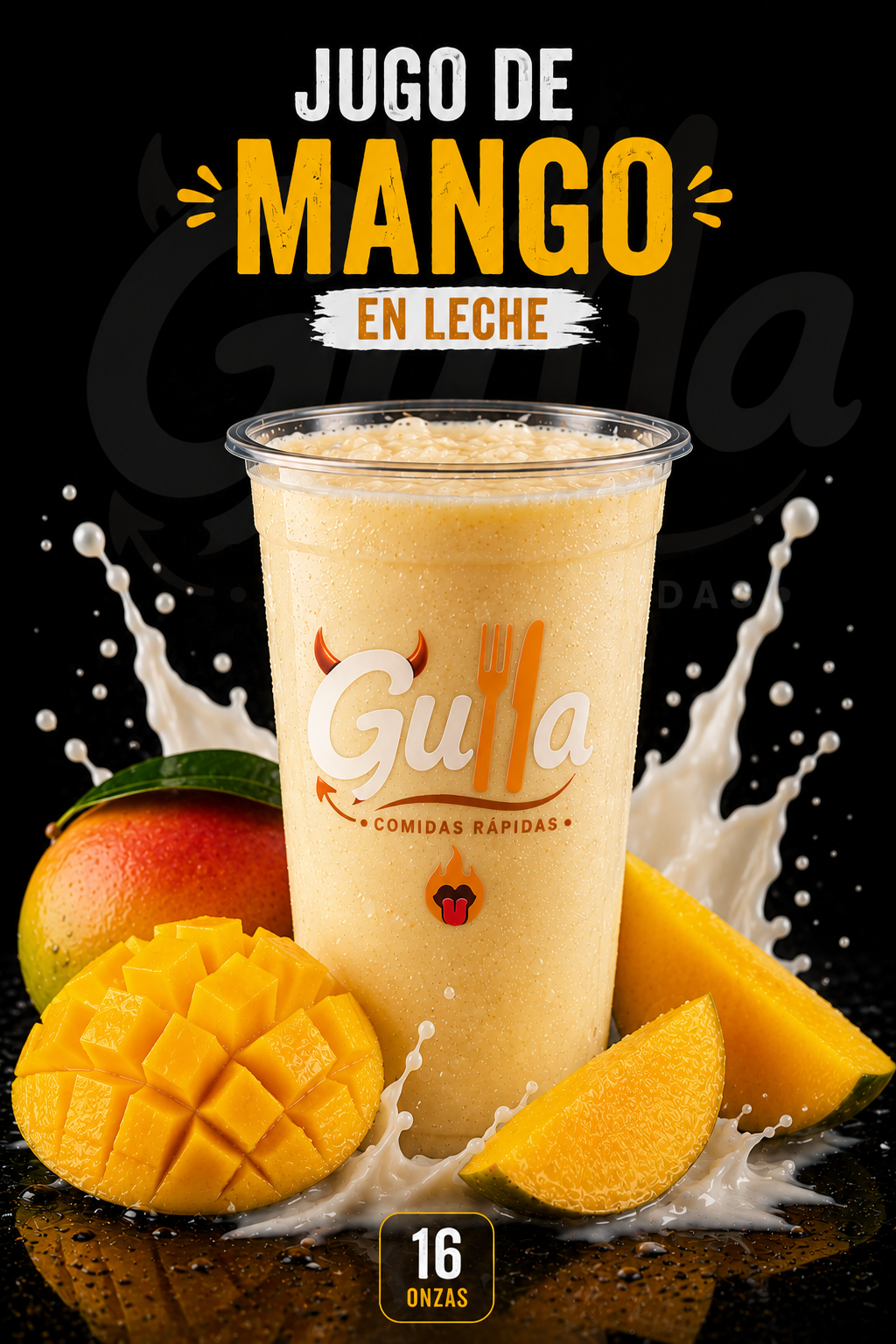 Jugo de mango en leche
